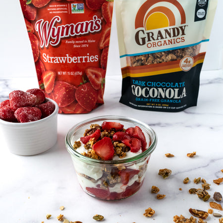 Strawberry Parfaits with Dark Chocolate Coconola