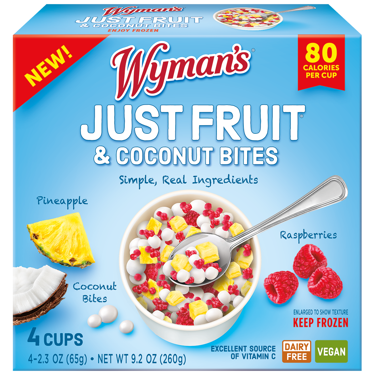A box of Shop Wyman's Just Fruit - Coconut Bites with Pineapple.
