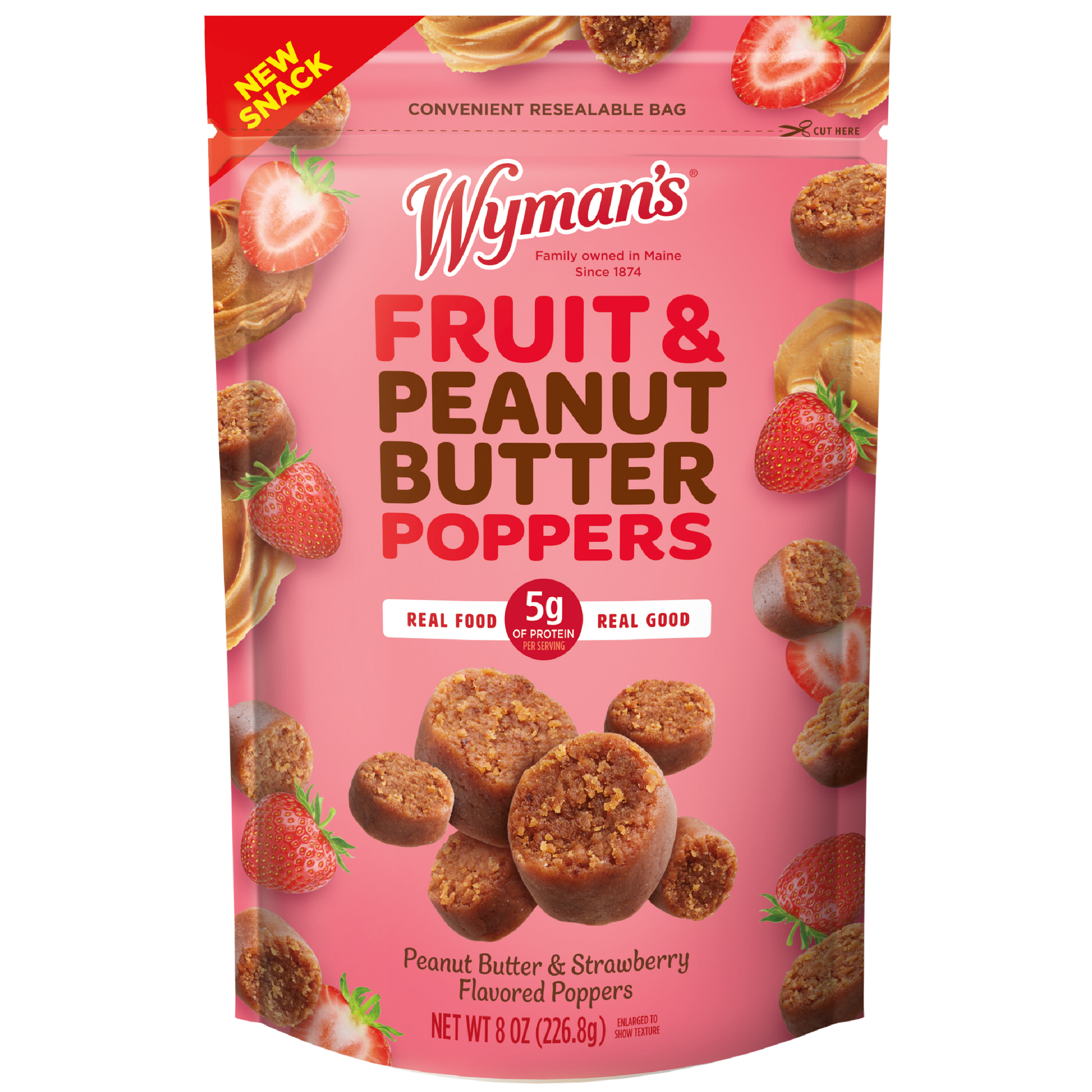Wyman's Fruit & Peanut Butter Poppers - Peanut Butter & Strawberry Flavored Package Front