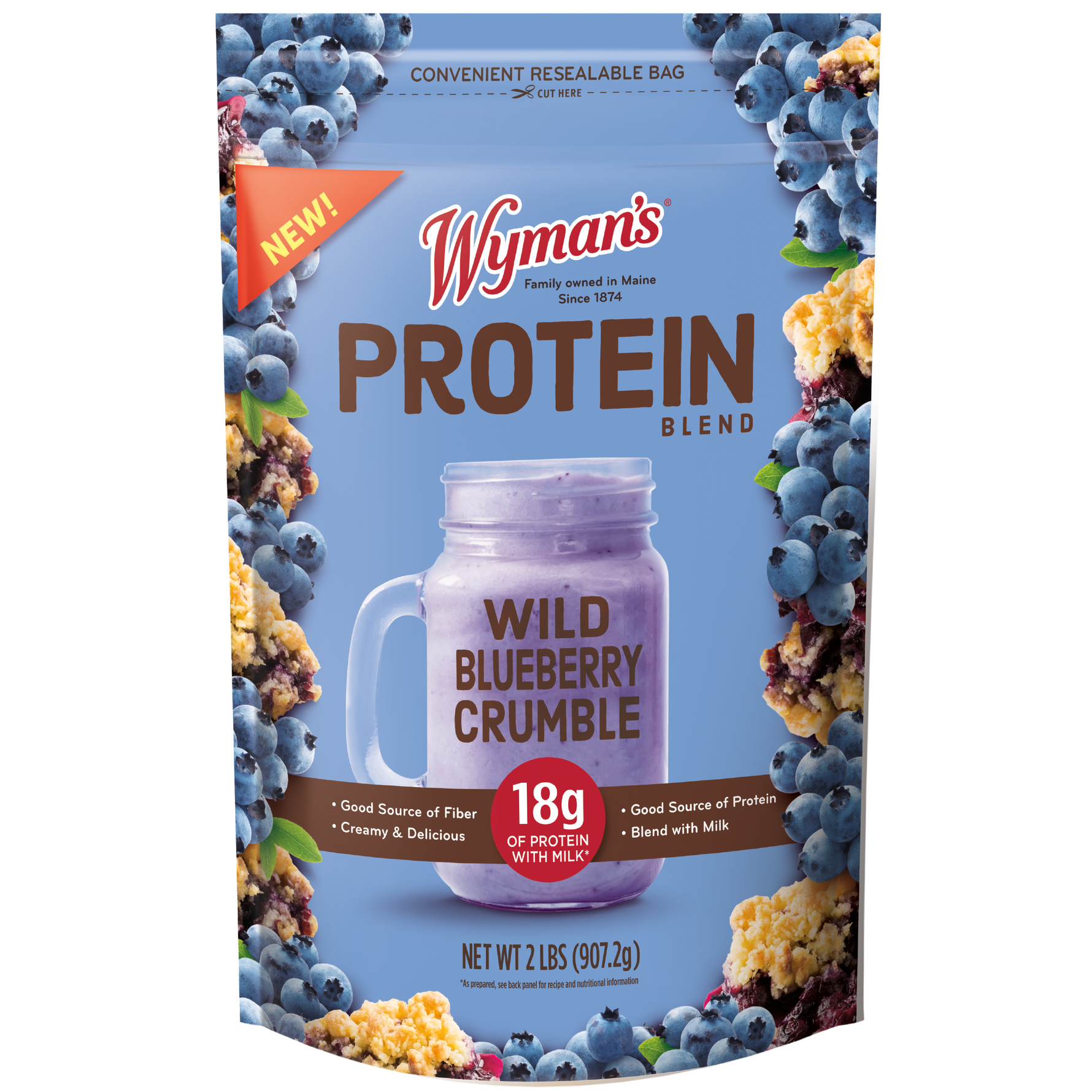 Wyman's Protein Blend - Wild Blueberry Crumble Package Front