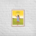 A Sweetest Things in Life are Right Here for the Picking poster, with custom printing finishes, features a woman in a hat standing in front of a brick wall by Shop Wyman's.