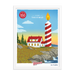 A custom 150 Years, This is Wild Poster with an image of a house and a lighthouse from Shop Wyman's.