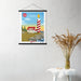 A custom 150 Years, This is Wild Poster of a lighthouse hanging on a wall from Shop Wyman's.