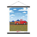 A Shop Wyman's "From Our Fields to Your Family" poster design with an image of a red truck driving down a road.