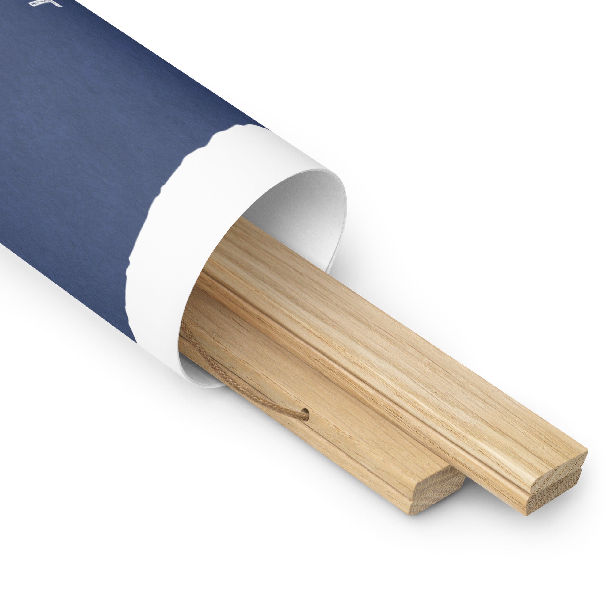A roll of wood with a blue and white flag on it, now featuring a Behold Mother Nature's Tiniest Kept Secret Poster by Shop Wyman's.