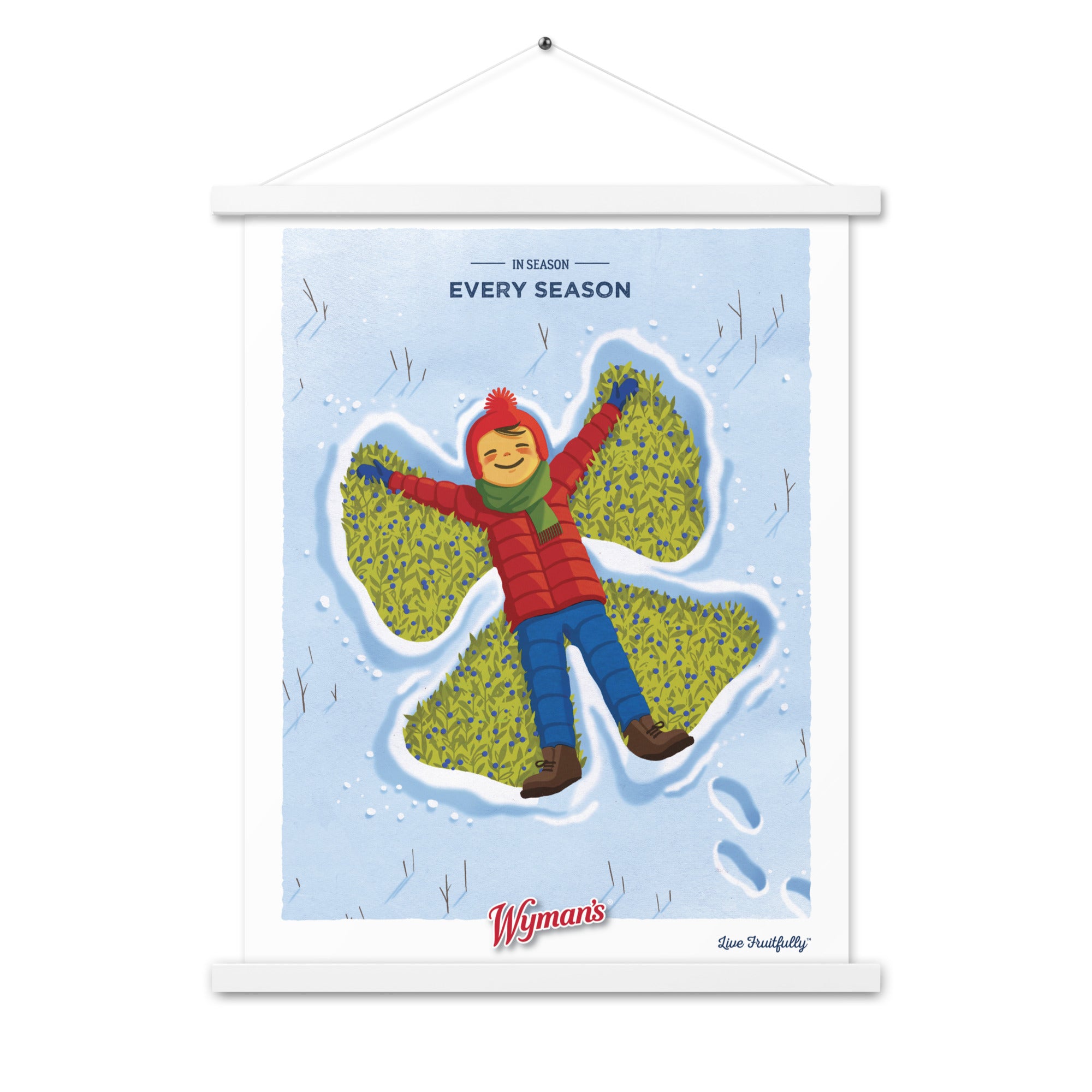 A custom design In Season, Every Season Poster from Shop Wyman's with a picture of a boy in the snow.