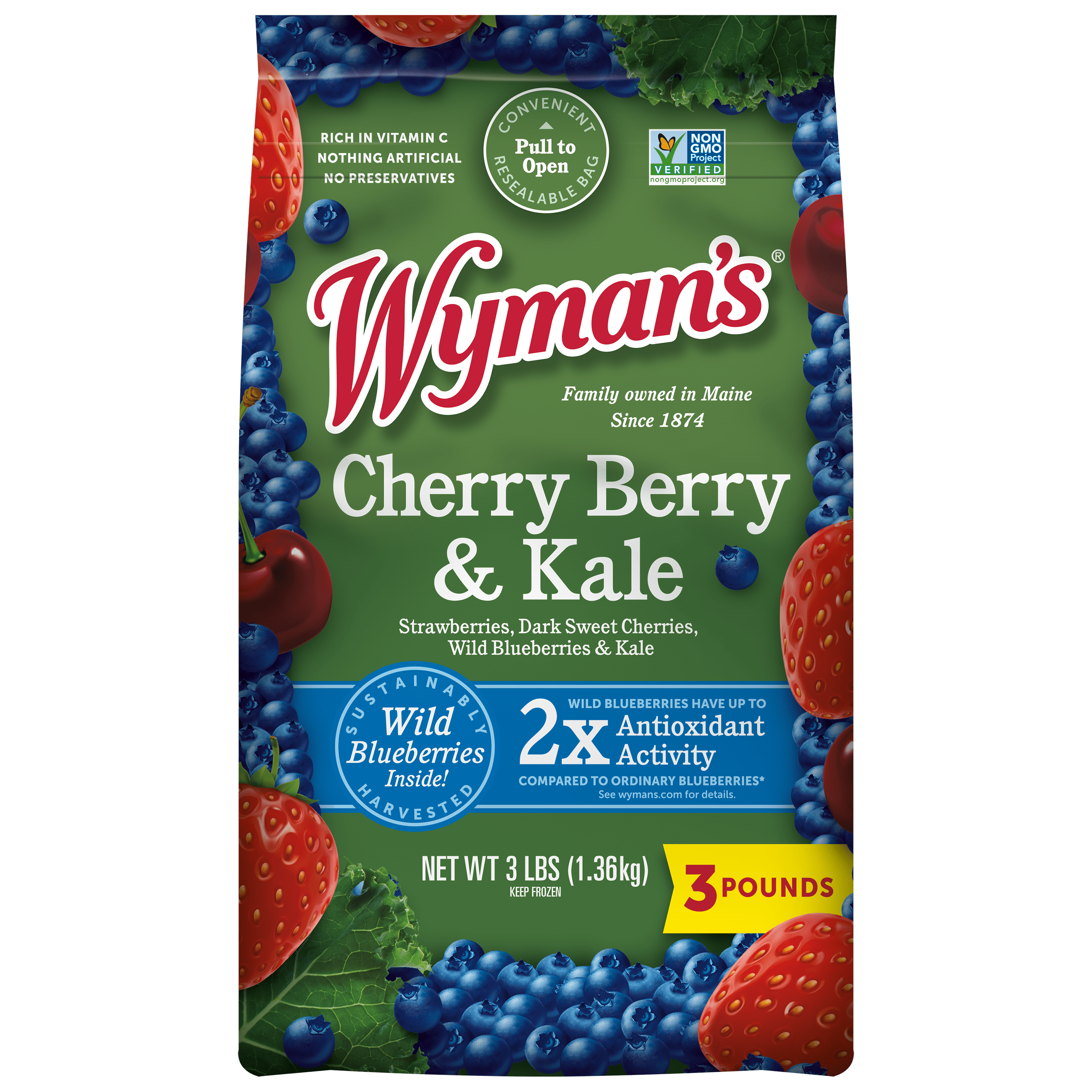 Wyman's Frozen Fruit Mix: Cherry Berry & Kale