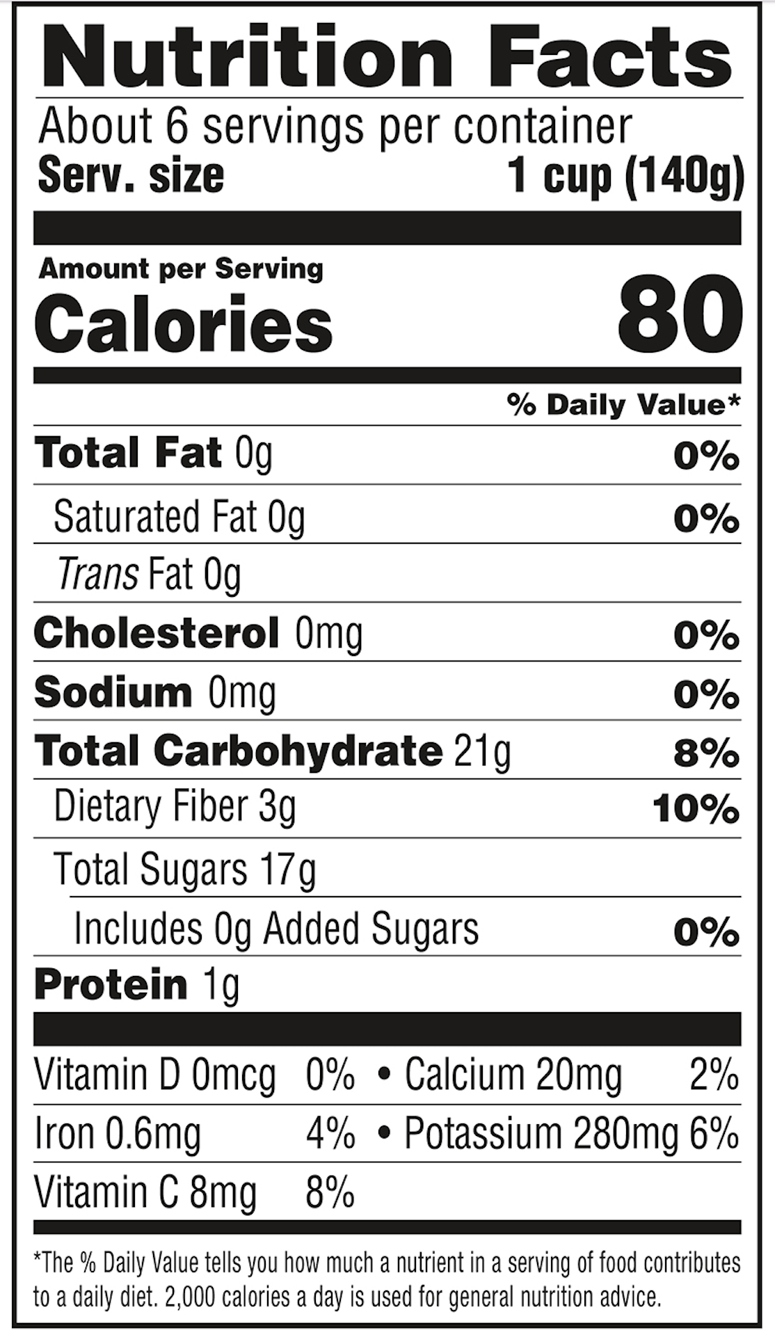 Wyman's Cherries Nutritional Facts