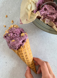 No-Churn Blueberry Cheesecake Soft Serve