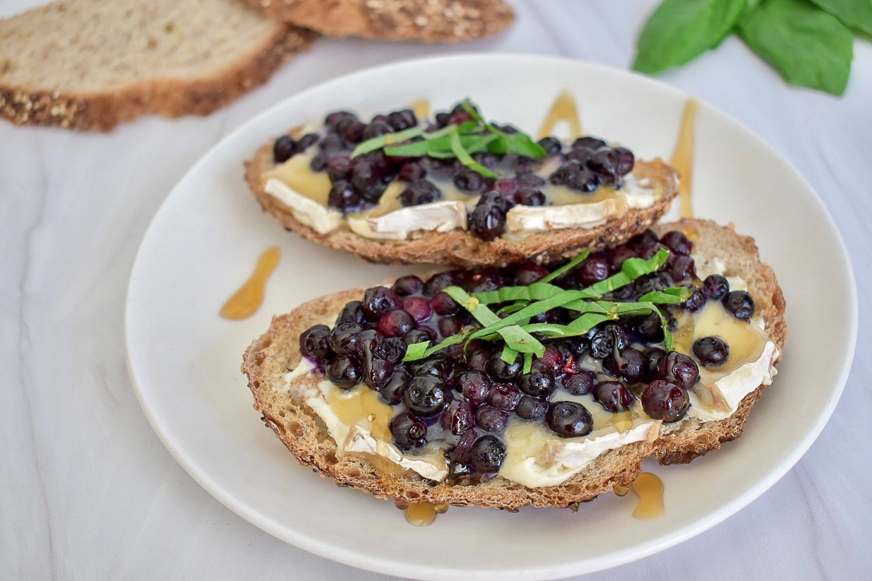 Open Face Wild Blueberry & Basil Grilled Cheese