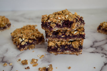 Wild Blueberry Chia Jam Oat Crumble Bars