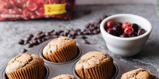 Cherry Cashew Frosted Chocolate Chip Muffins