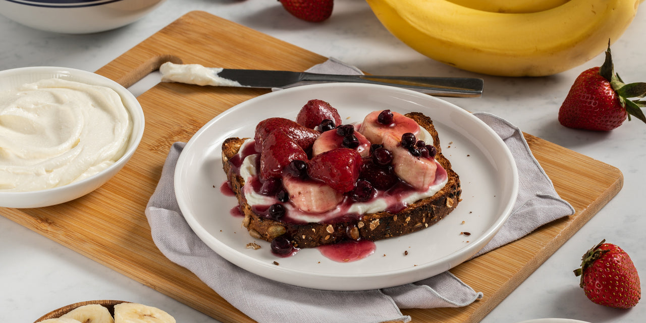 Banana Berry Whipped Ricotta Toast