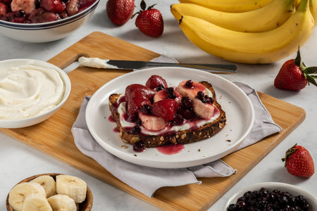 Banana Berry Whipped Ricotta Toast