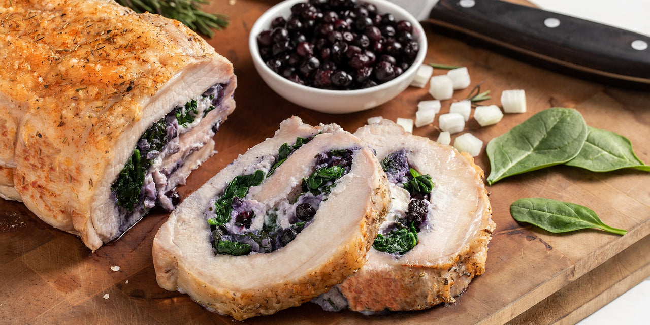 Pork Tenderloin Stuffed with Herbs and Wild Blueberries