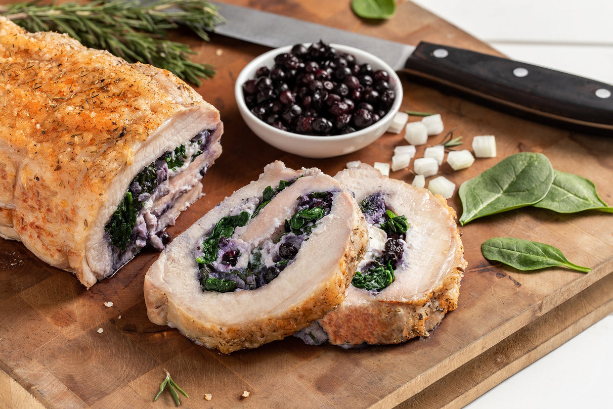 Pork Tenderloin Stuffed with Herbs and Wild Blueberries