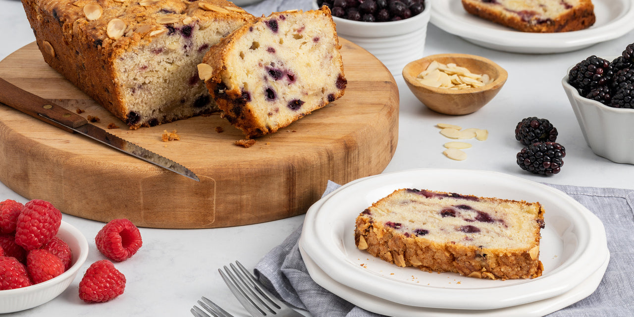 Triple Berry Ricotta and Almond Loaf Cake