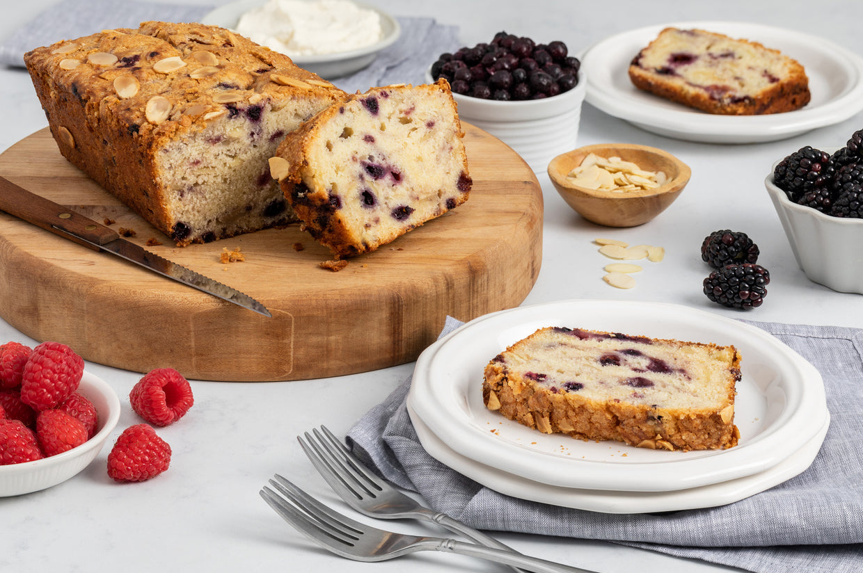 Triple Berry Ricotta and Almond Loaf Cake