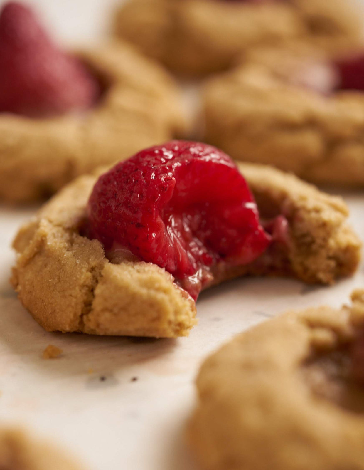 Peanut Butter Strawberry Blossom Cookies