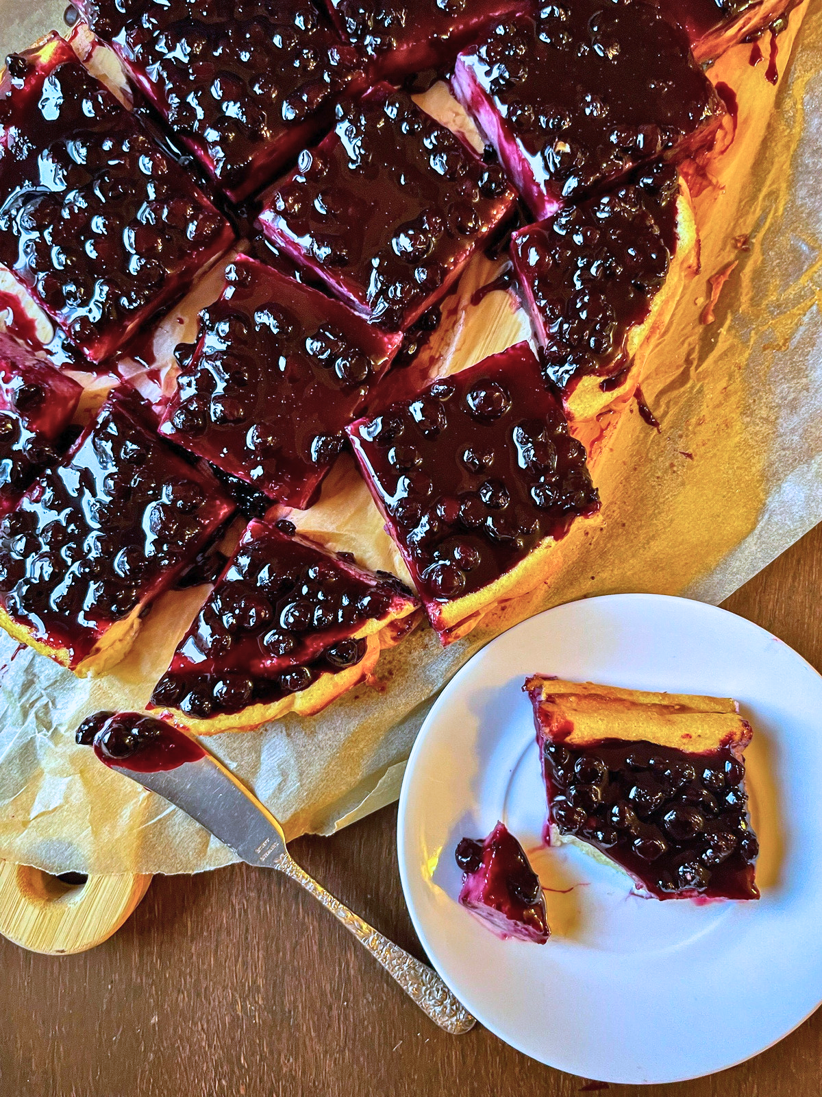 Quesada (Cantabrian Cheesecake) with Wild Blueberry Jam