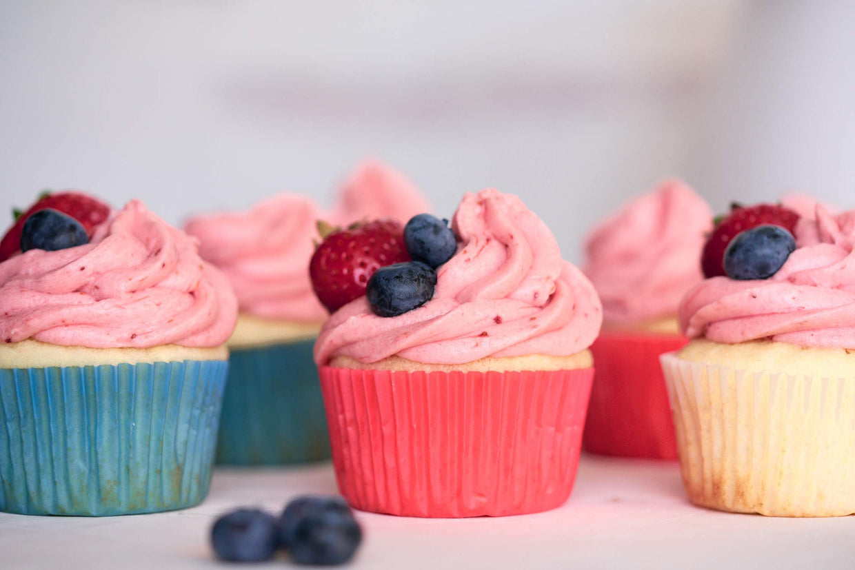Red, White & Blueberry Cupcakes