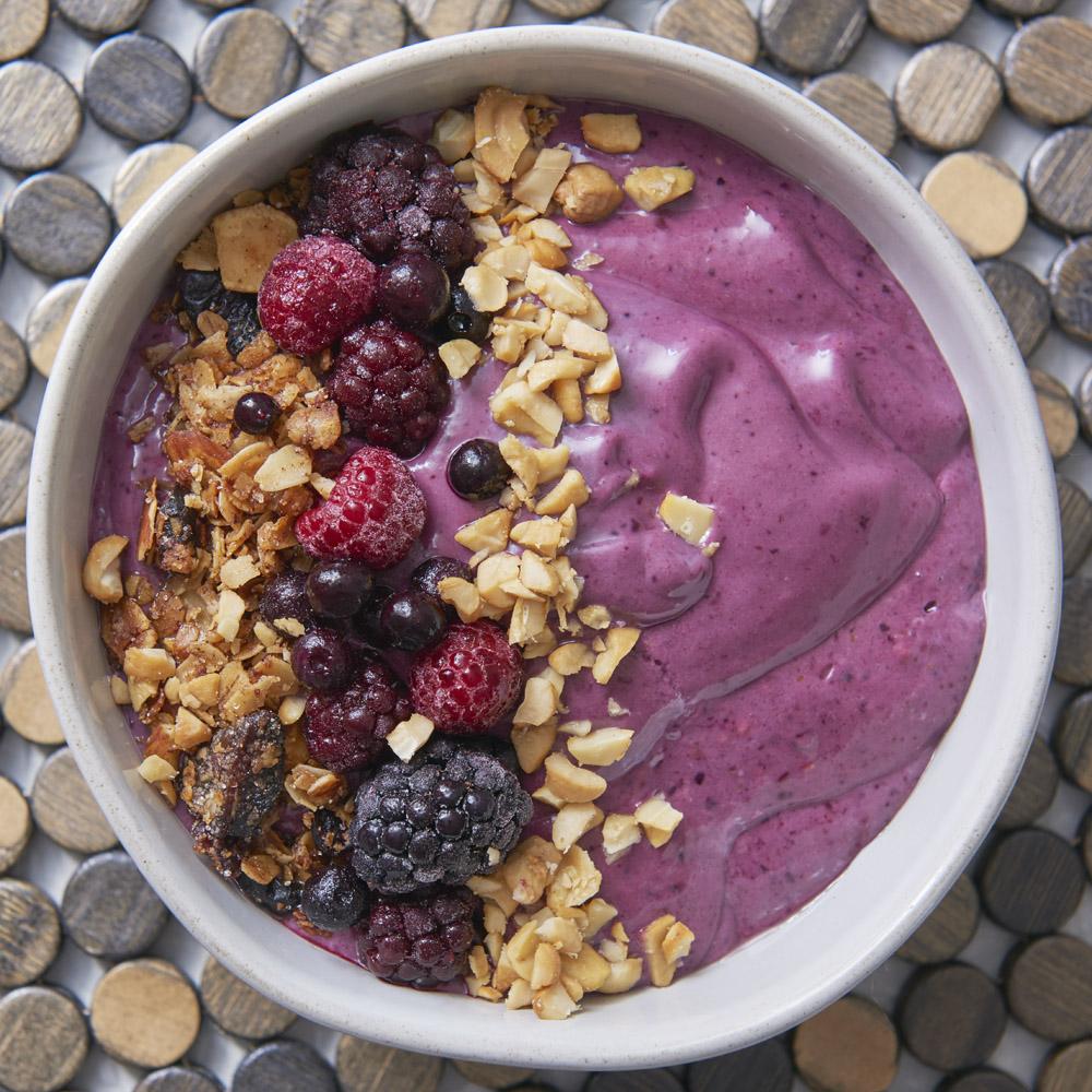 Triple Berry Cashew-Butter Brain Booster Smoothie Bowl