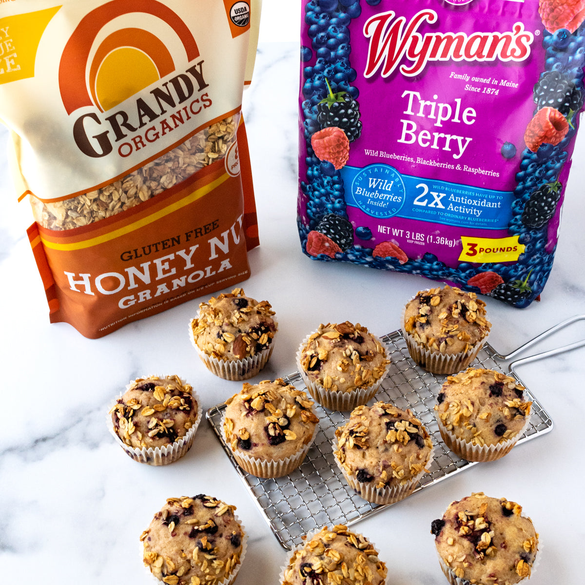 Triple Berry Granola Crunch Muffins