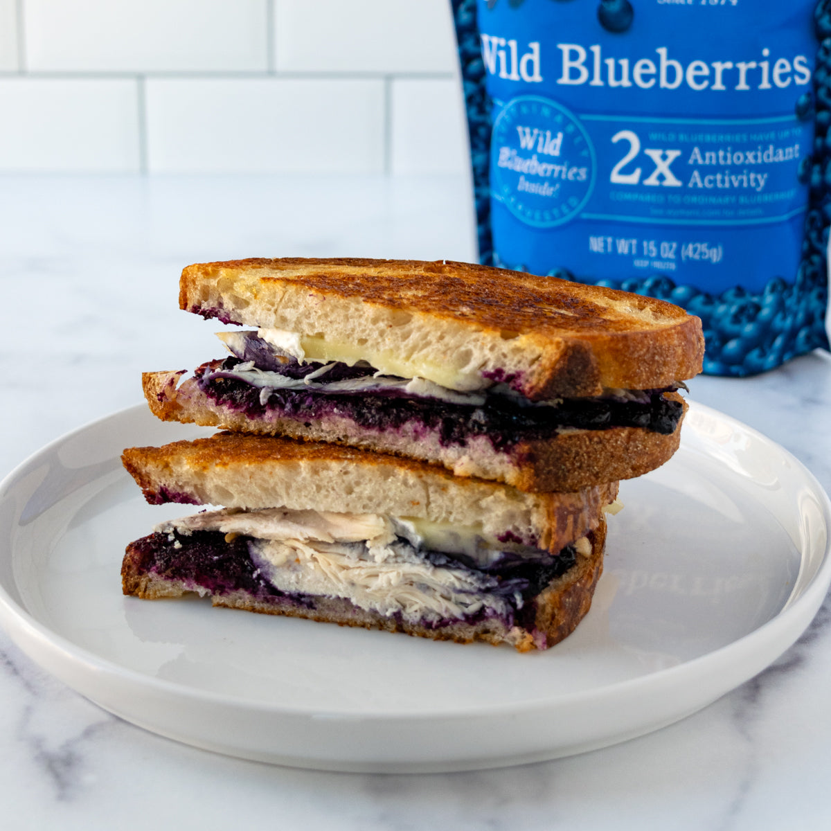 Turkey and Brie Grilled Cheese with Wild Blueberry Jam