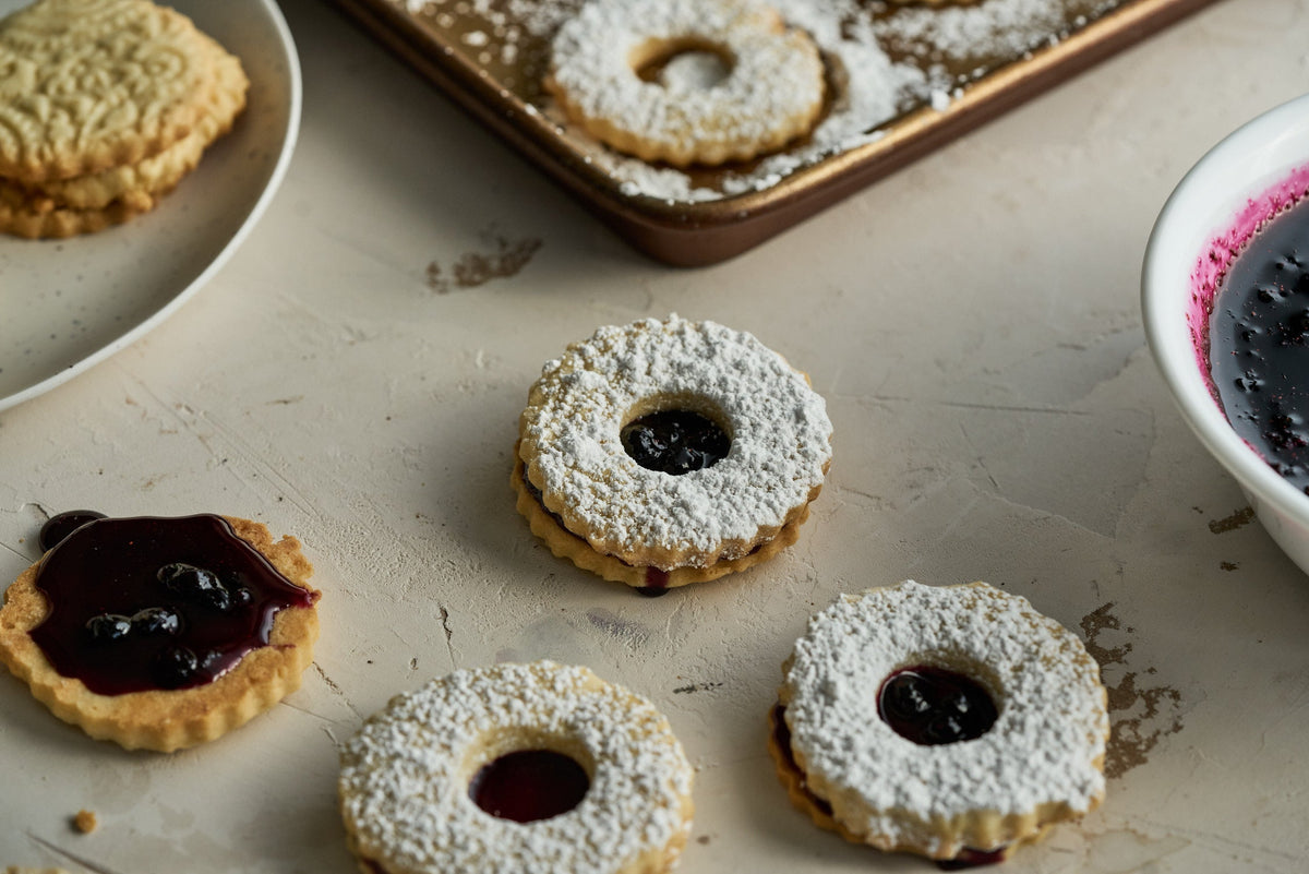 Wild Blueberry Linzer Cookies