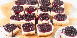 Gluten-Free No-Bake Wild Blueberry Cheesecake Bars