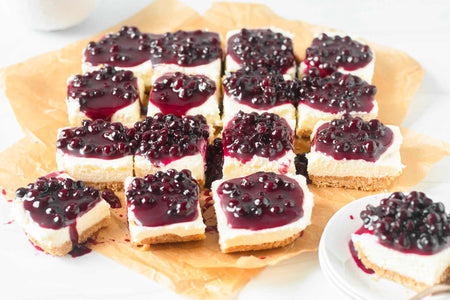 Gluten-Free No-Bake Wild Blueberry Cheesecake Bars