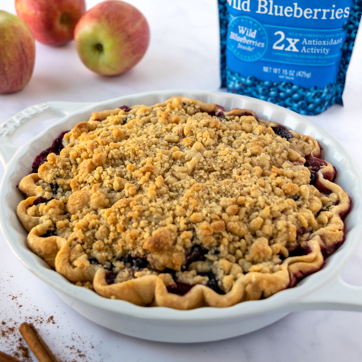 Wild Blueberry and Apple Crumb Pie
