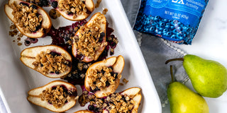 Wild Blueberry and Oat Baked Pears