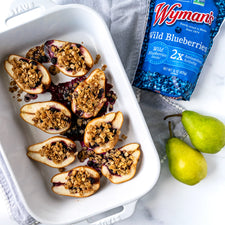 Wild Blueberry and Oat Baked Pears