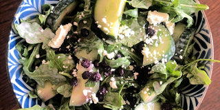 Arugula Salad with Wild Blueberries and Greek Yogurt Dressing