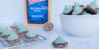 Dark Chocolate Dipped Wild Blueberry Meringues