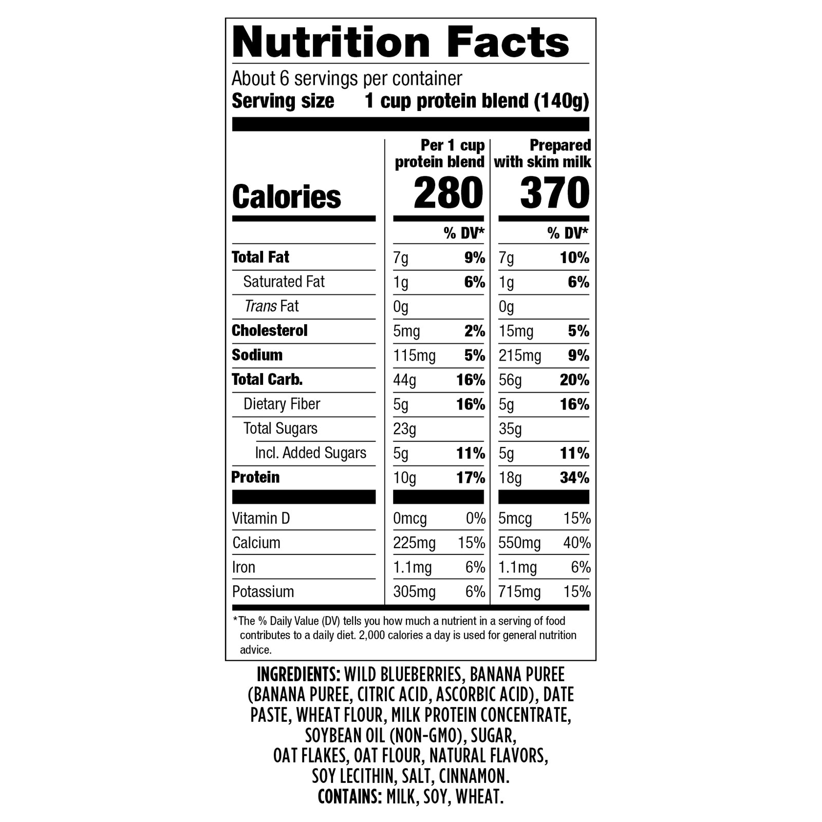 Wyman's Protein Blend - Wild Blueberry Crumble Nutritional Facts
