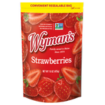 A bag of Wyman's fresh-frozen strawberries.