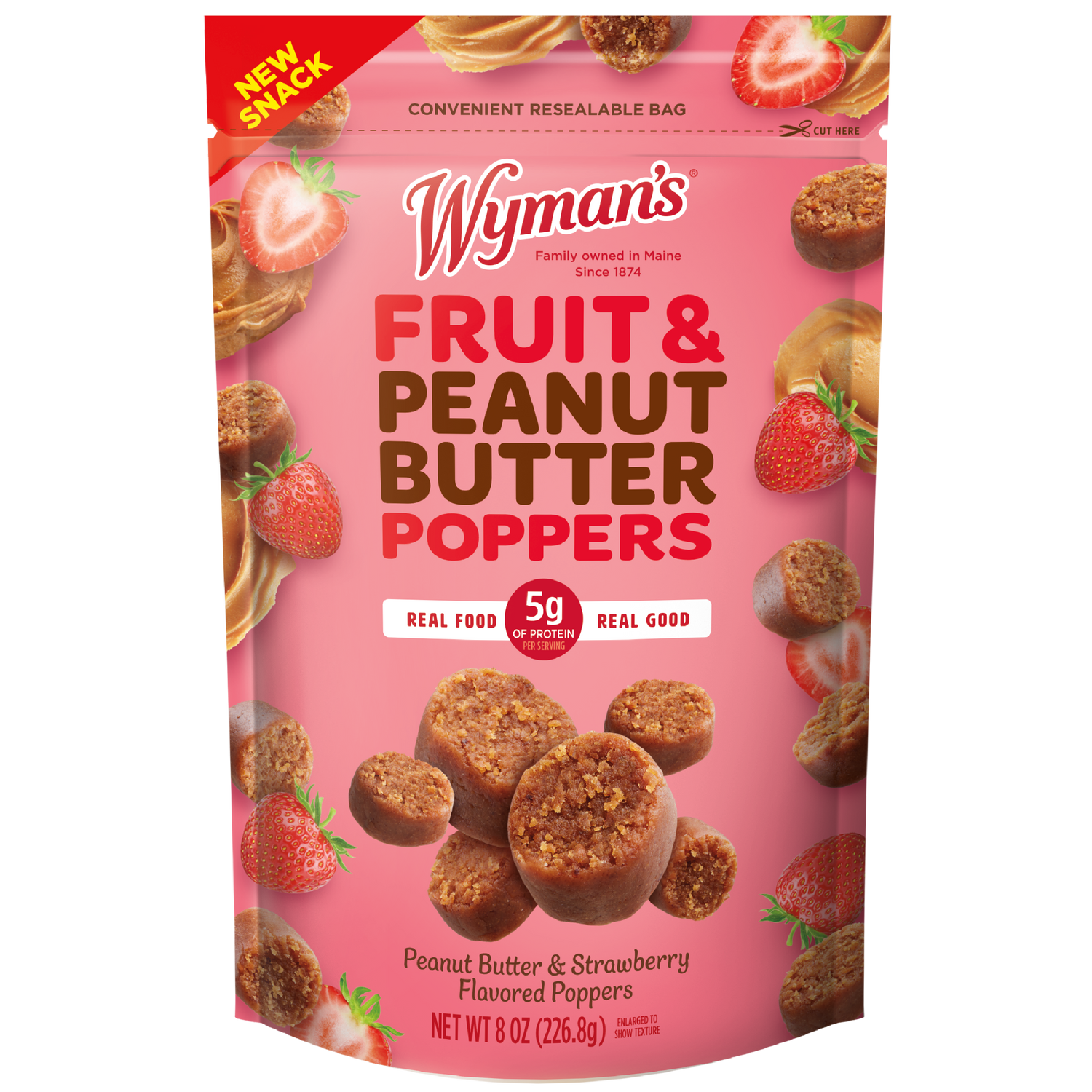 Wyman's Fruit & Peanut Butter Poppers - Peanut Butter & Strawberry Flavored Package Front