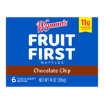 Wyman's Fruit First Chocolate Chip Waffles with 11g of protein per waffle