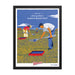A framed Shop Wyman's "From a Land Where Goodness Always Bears Fruit" poster with a man and woman in a field of blueberries.