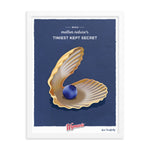 A Behold Mother Nature's Tiniest Kept Secret Poster with a blueberry shell and the words 'tiniest keep secret' from Shop Wyman's.