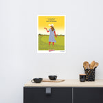 A Shop Wyman's "The Sweetest Things in Life are Right Here for the Picking" poster on a wall with unique printing finishes.