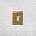 A Shop Wyman's "In Concert with Nature Since 1874" poster, featuring custom printing finishes, showcases an image of a man in a field.