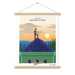 A Where Flavor Reaches its Peak Poster with a man on top of a pile of grapes from Shop Wyman's.