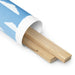 A roll of From Our Fields to Your Family Poster with a Shop Wyman's blue sky and clouds design on it.