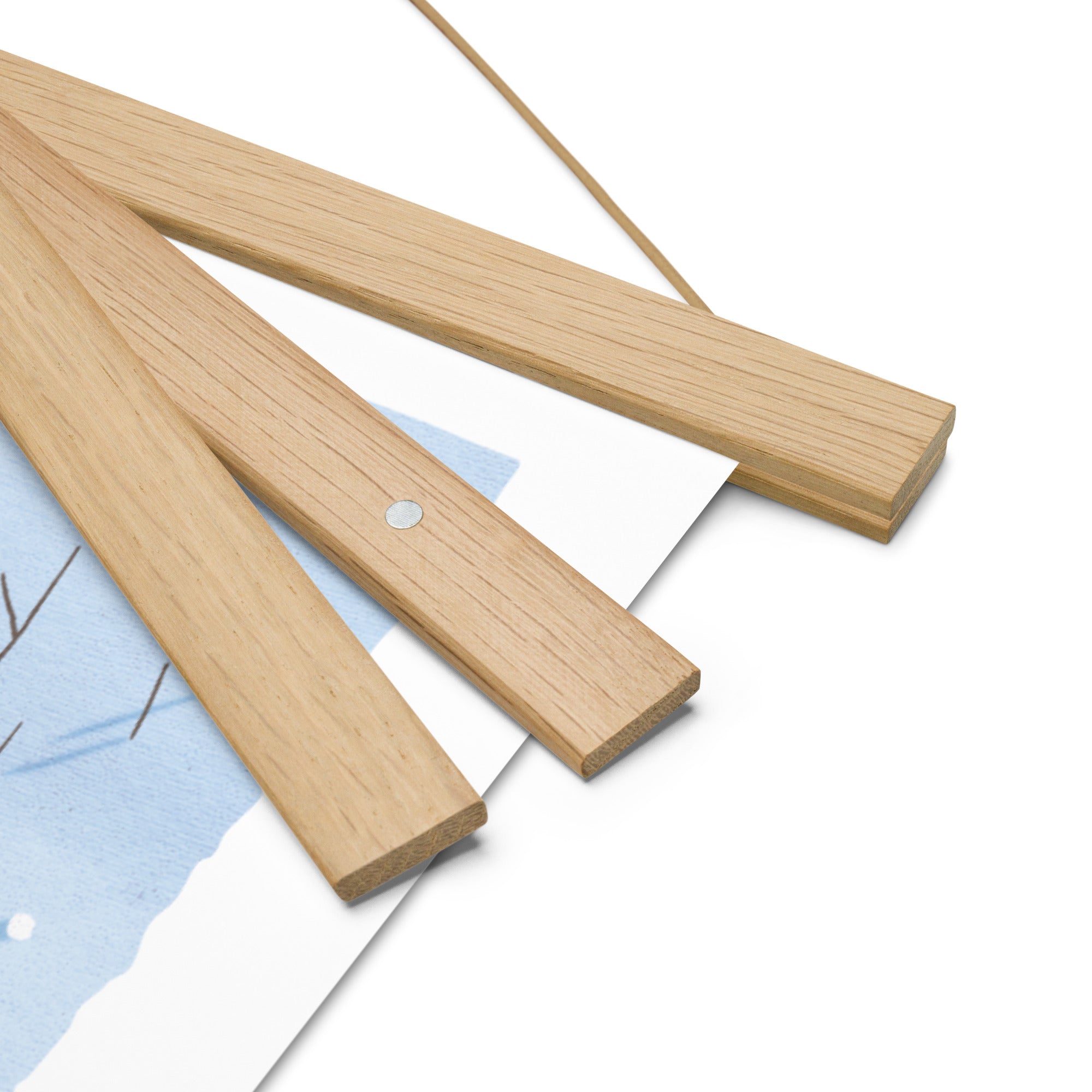 A wooden frame with a Shop Wyman's In Season, Every Season Poster on it.