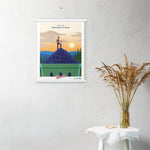 A Shop Wyman's Where Flavor Reaches its Peak Poster with an image of a woman standing on top of a hill.