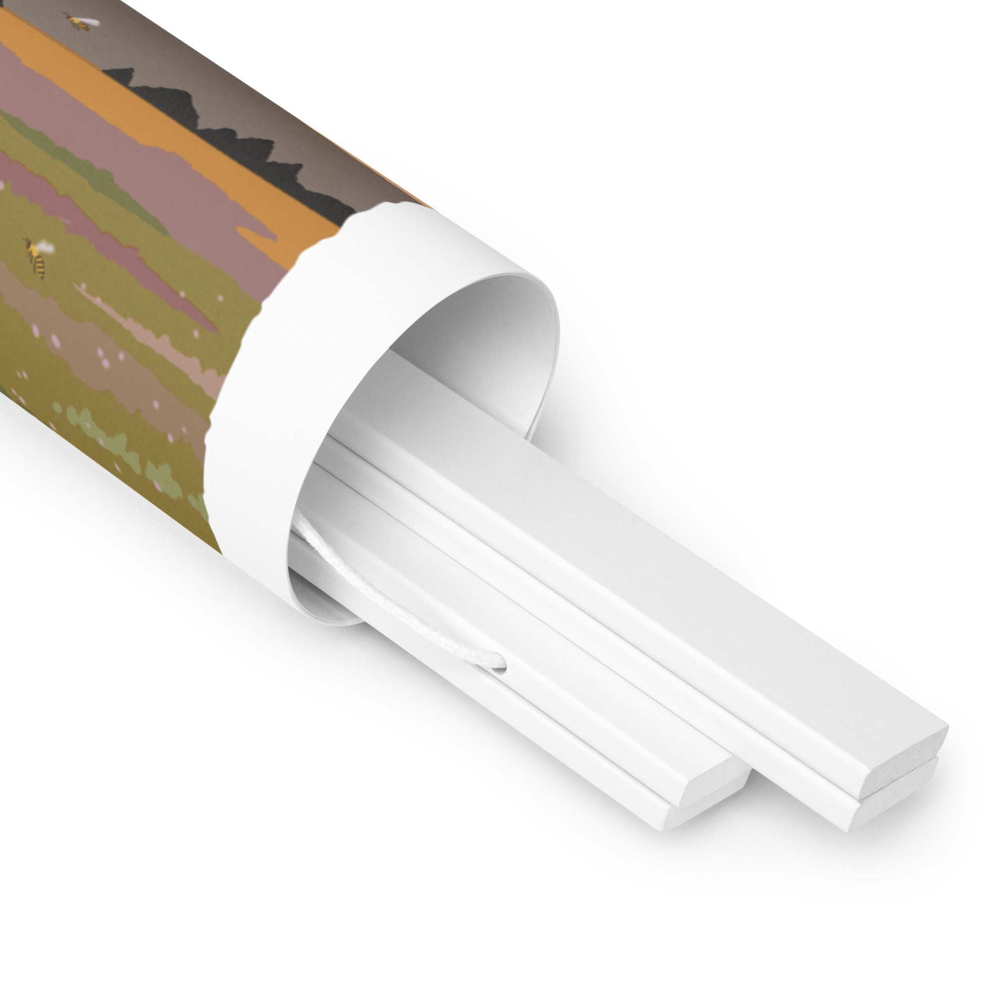 A white tube with a Shop Wyman's In Concert with Nature Since 1874 Poster in it.