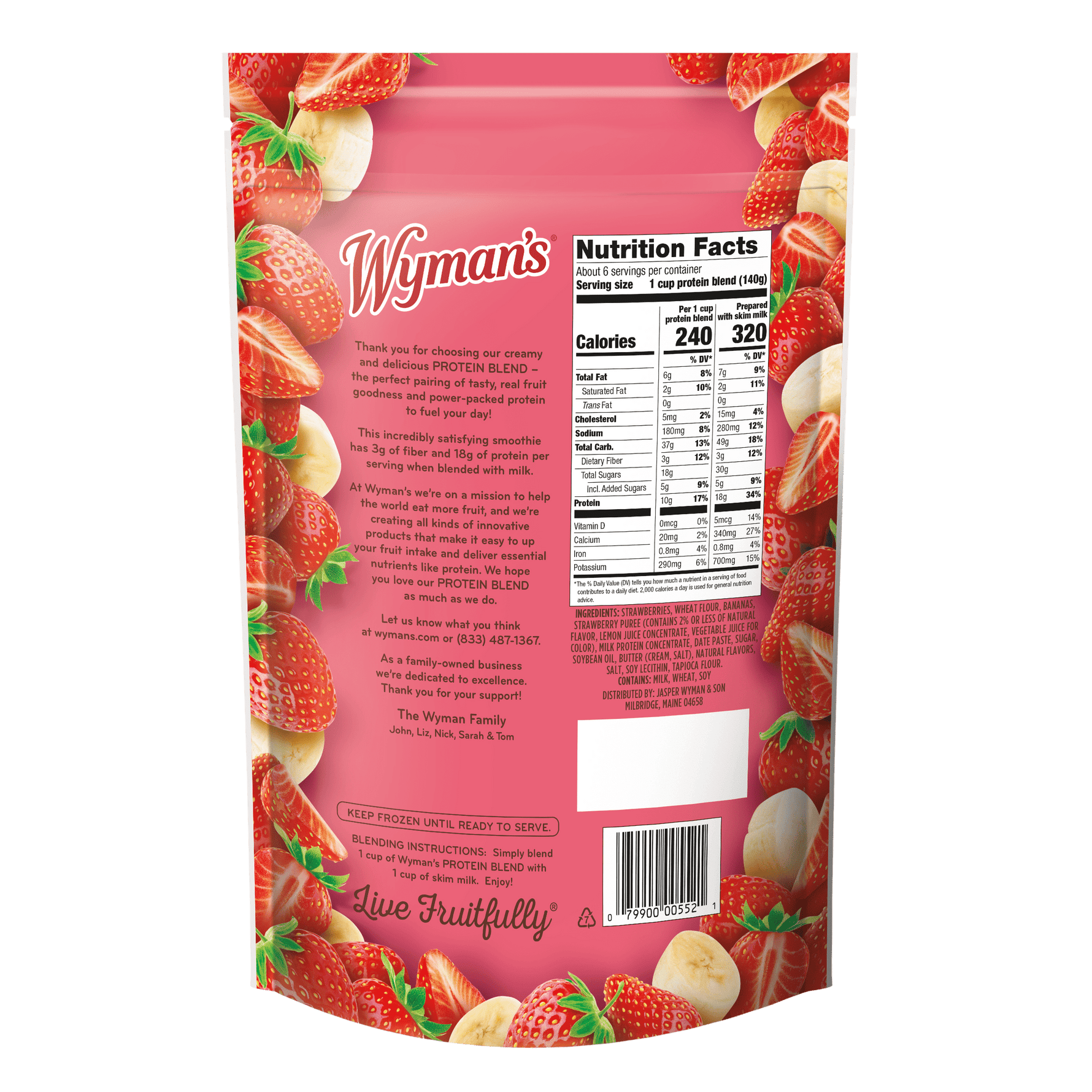 Wymans Frozen Protein Blend - Strawberry Banana